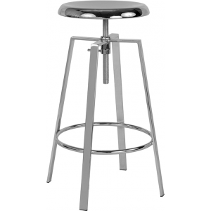 Wholesale Toledo Industrial Style Barstool with Swivel Lift Adjustable Height Seat in Chrome Finish