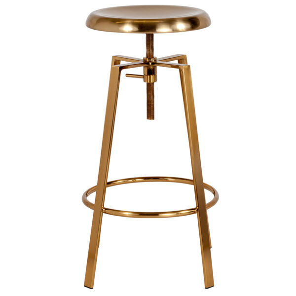 Lowest Price Toledo Industrial Style Barstool with Swivel Lift Adjustable Height Seat in Gold Finish