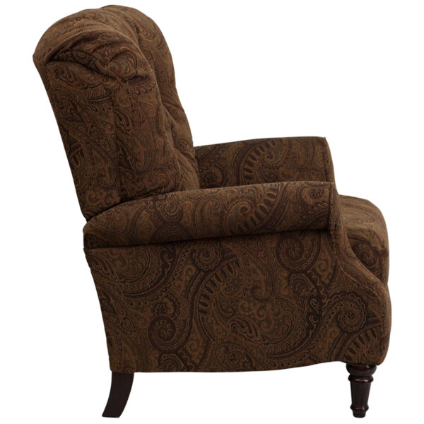 Lowest Price Traditional Tobacco Fabric Tufted Hi-Leg Recliner