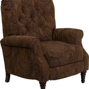 Wholesale Traditional Tobacco Fabric Tufted Hi-Leg Recliner