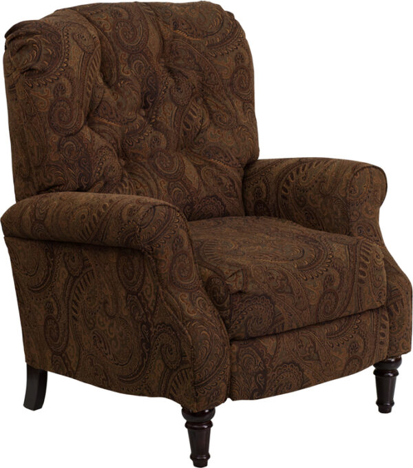 Wholesale Traditional Tobacco Fabric Tufted Hi-Leg Recliner