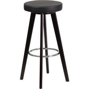 Wholesale Trenton Series 29'' High Contemporary Cappuccino Wood Barstool with Black Vinyl Seat
