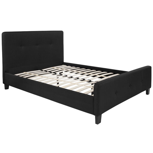 Lowest Price Tribeca Full Size Tufted Upholstered Platform Bed in Black Fabric