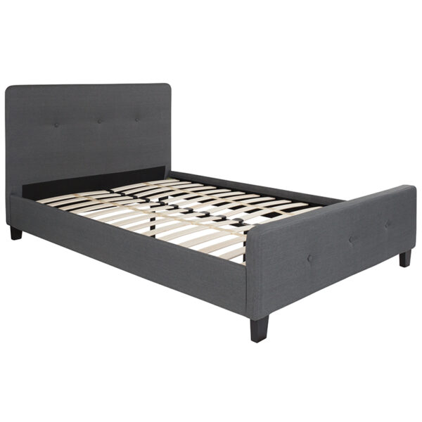 Lowest Price Tribeca Full Size Tufted Upholstered Platform Bed in Dark Gray Fabric