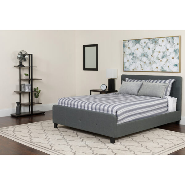 Wholesale Tribeca Full Size Tufted Upholstered Platform Bed in Dark Gray Fabric