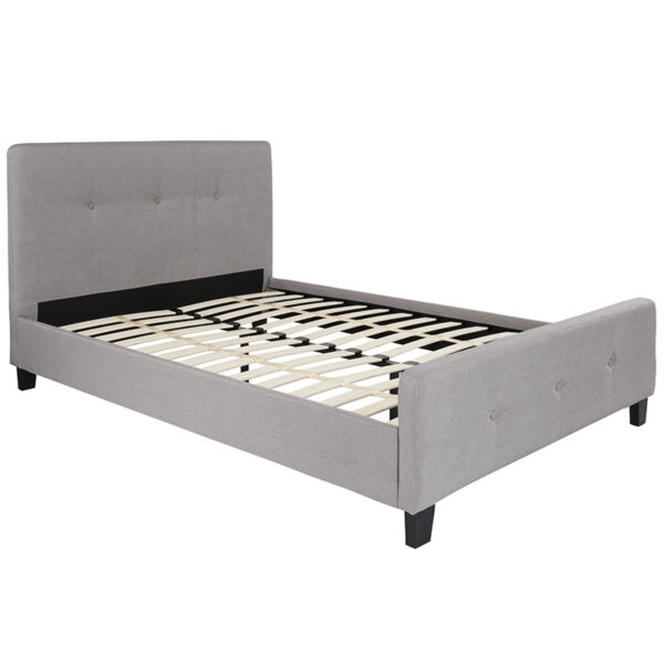 Lowest Price Tribeca Full Size Tufted Upholstered Platform Bed in Light Gray Fabric