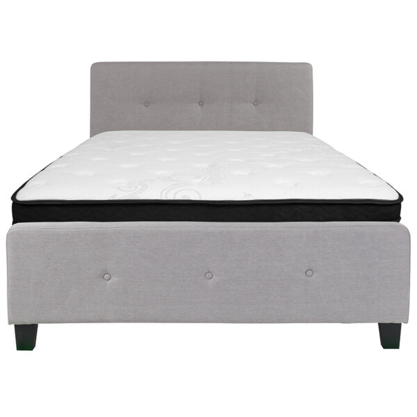 Full Platform Bed and Mattress Set Full Platform Bed Set-Gray