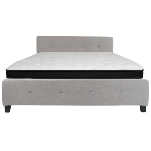 King Platform Bed and Mattress Set King Platform Bed Set-Gray