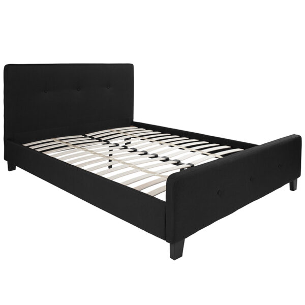 Lowest Price Tribeca Queen Size Tufted Upholstered Platform Bed in Black Fabric