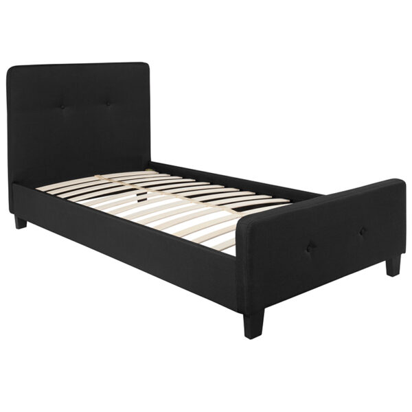 Lowest Price Tribeca Twin Size Tufted Upholstered Platform Bed in Black Fabric