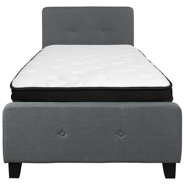Twin Platform Bed and Mattress Set Twin Platform Bed Set-Gray