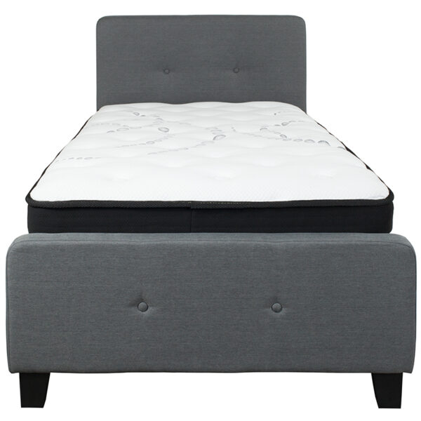 Twin Platform Bed and Mattress Set Twin Platform Bed Set-Gray