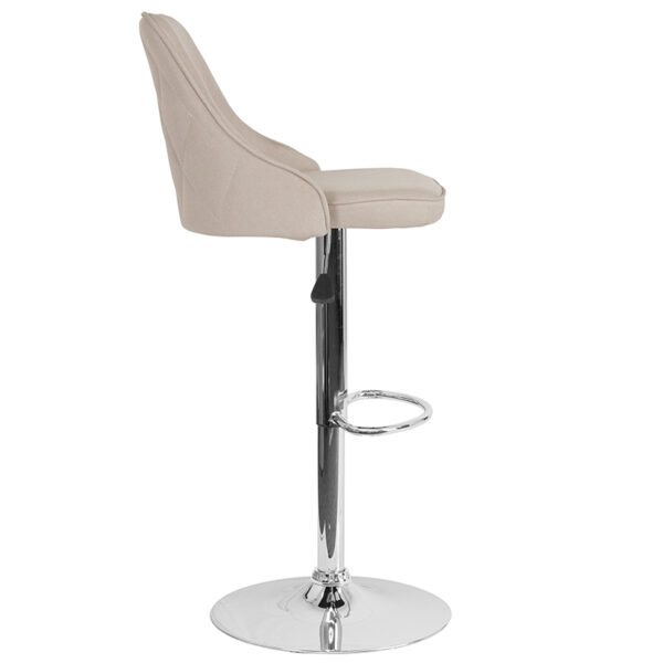 Lowest Price Trieste Contemporary Adjustable Height Barstool in Beige Fabric