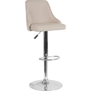 Wholesale Trieste Contemporary Adjustable Height Barstool in Beige Fabric