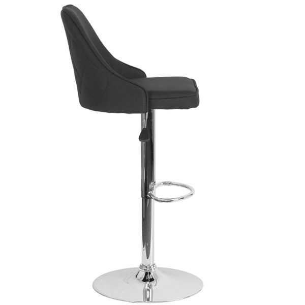 Lowest Price Trieste Contemporary Adjustable Height Barstool in Black Fabric