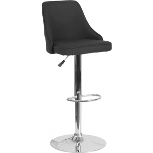 Wholesale Trieste Contemporary Adjustable Height Barstool in Black Fabric