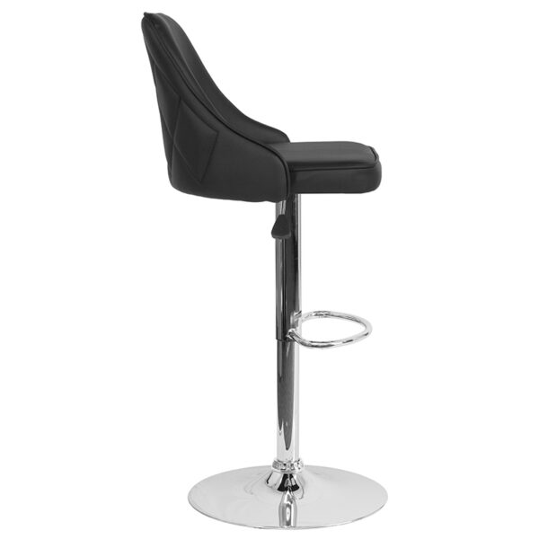 Lowest Price Trieste Contemporary Adjustable Height Barstool in Black Leather