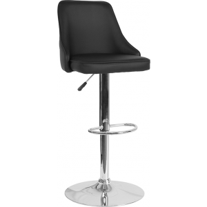Wholesale Trieste Contemporary Adjustable Height Barstool in Black Leather