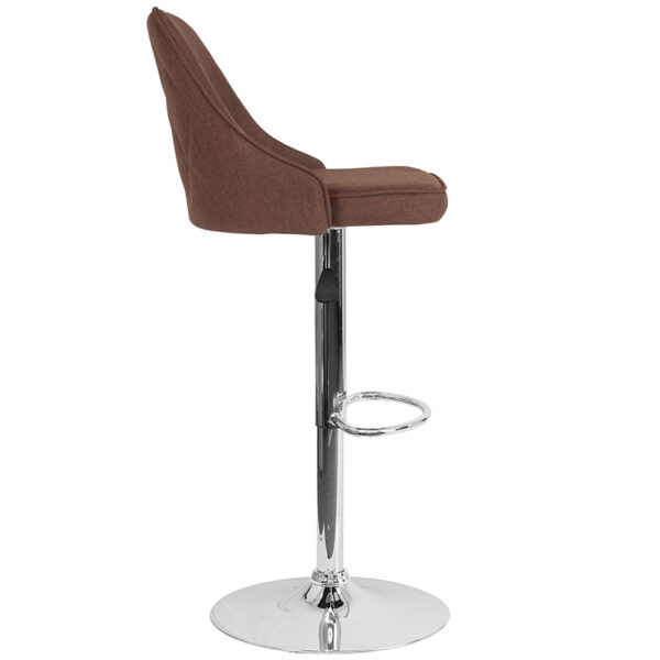 Lowest Price Trieste Contemporary Adjustable Height Barstool in Brown Fabric