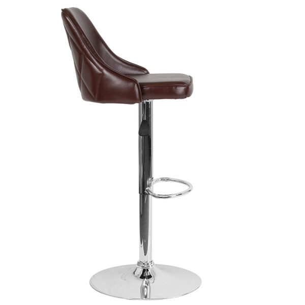 Lowest Price Trieste Contemporary Adjustable Height Barstool in Brown Leather
