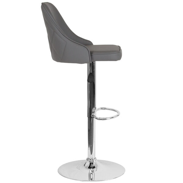 Lowest Price Trieste Contemporary Adjustable Height Barstool in Gray Leather