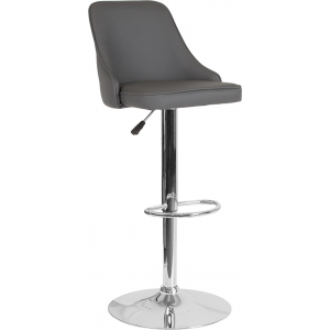 Wholesale Trieste Contemporary Adjustable Height Barstool in Gray Leather