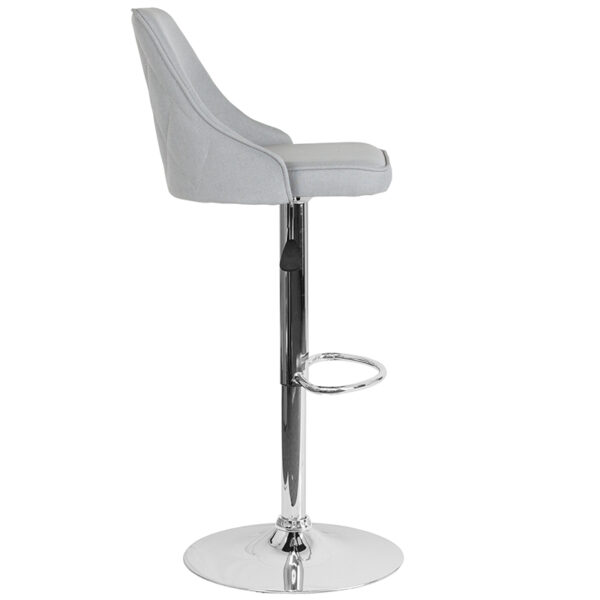 Lowest Price Trieste Contemporary Adjustable Height Barstool in Light Gray Fabric