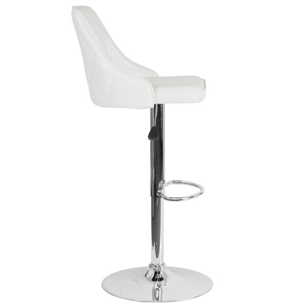 Lowest Price Trieste Contemporary Adjustable Height Barstool in White Leather