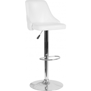 Wholesale Trieste Contemporary Adjustable Height Barstool in White Leather