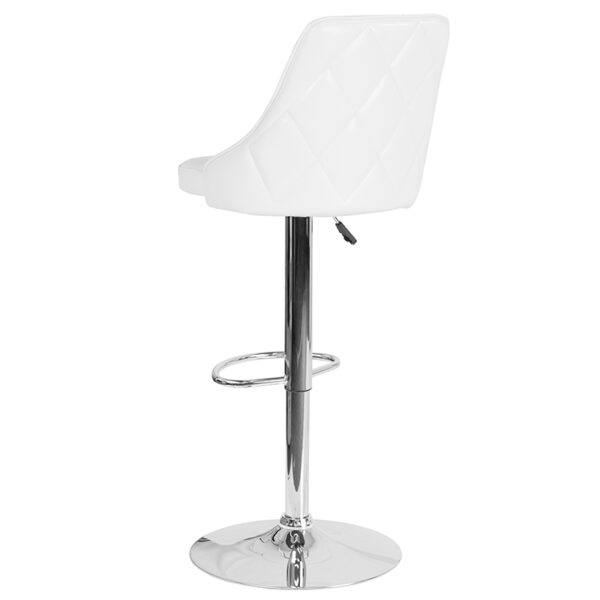 Contemporary Style Stool White Leather Barstool