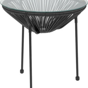Wholesale Valencia Oval Comfort Series Take Ten Black Rattan Table with Glass Top