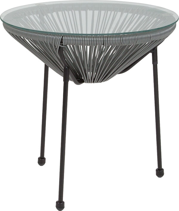 Wholesale Valencia Oval Comfort Series Take Ten Grey Rattan Table with Glass Top