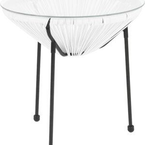 Wholesale Valencia Oval Comfort Series Take Ten White Rattan Table with Glass Top