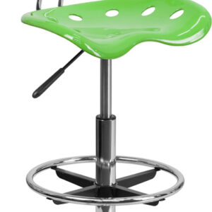 Wholesale Vibrant Apple Green and Chrome Drafting Stool with Tractor Seat