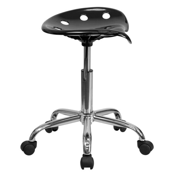 Lowest Price Vibrant Black Tractor Seat and Chrome Stool