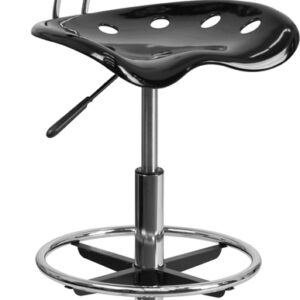 Wholesale Vibrant Black and Chrome Drafting Stool with Tractor Seat