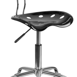 Wholesale Vibrant Black and Chrome Swivel Task Office Chair with Tractor Seat