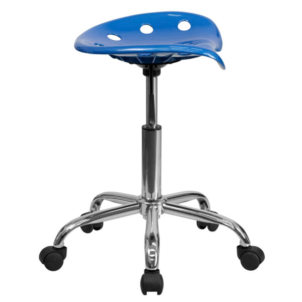 Lowest Price Vibrant Bright Blue Tractor Seat and Chrome Stool