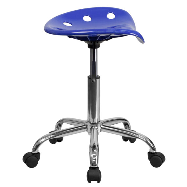 Lowest Price Vibrant Nautical Blue Tractor Seat and Chrome Stool