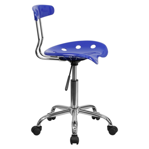 Lowest Price Vibrant Nautical Blue and Chrome Swivel Task Office Chair with Tractor Seat