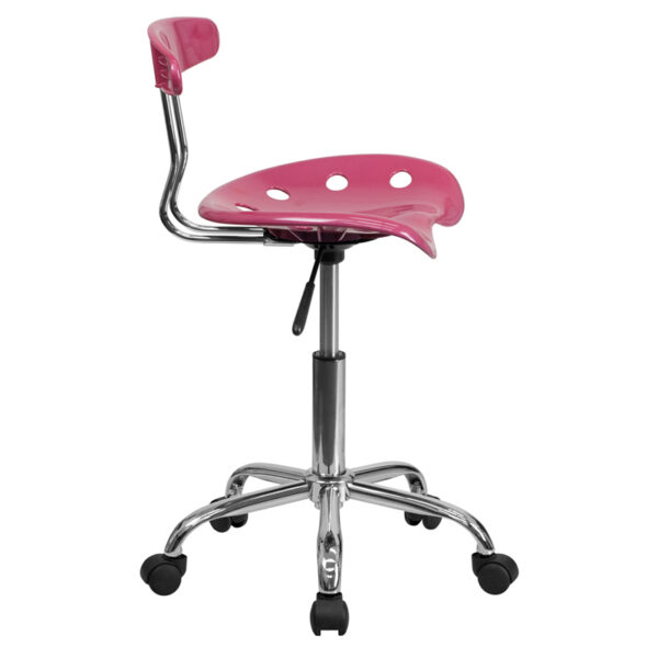 Lowest Price Vibrant Pink and Chrome Swivel Task Office Chair with Tractor Seat