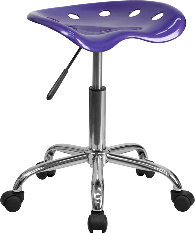 VIBRANT VIOLET TRACTOR SEAT AND CHROME STOOL