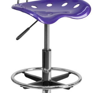 Wholesale Vibrant Violet and Chrome Drafting Stool with Tractor Seat