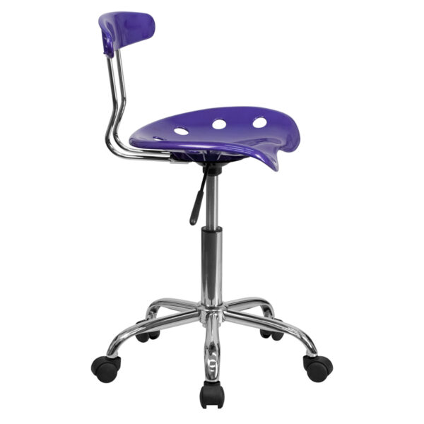 Lowest Price Vibrant Violet and Chrome Swivel Task Office Chair with Tractor Seat