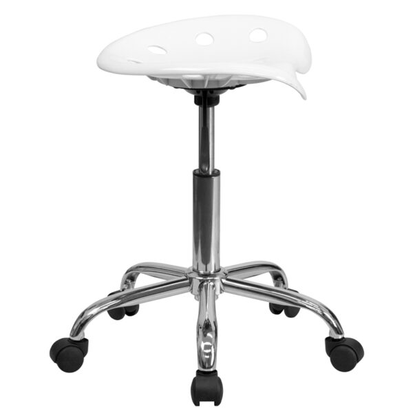 Lowest Price Vibrant White Tractor Seat and Chrome Stool