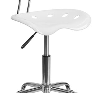 Wholesale Vibrant White and Chrome Swivel Task Office Chair with Tractor Seat