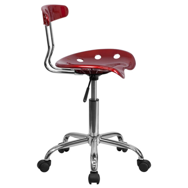 Lowest Price Vibrant Wine Red and Chrome Swivel Task Office Chair with Tractor Seat