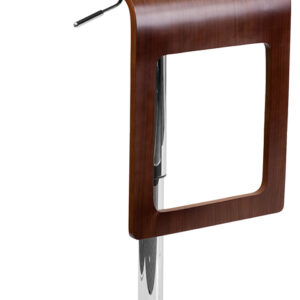 Wholesale Walnut Bentwood Adjustable Height Barstool with Drop Frame and Black Vinyl Seat