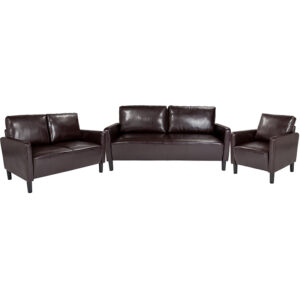 Wholesale Washington Park 3 Piece Upholstered Set in Brown Leather