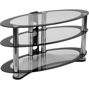 Wholesale Westchester Two-Tone Glass TV Stand with Shelves and Chrome Tubing